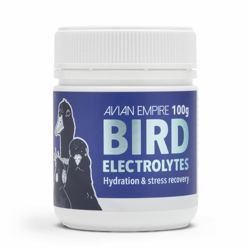 Jar of Avian Empire Bird Electrolytes on a white background