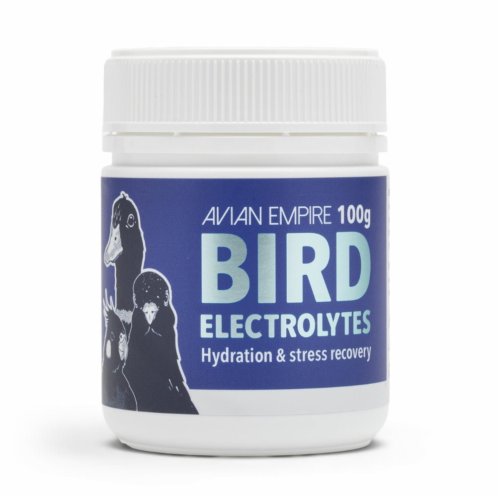 Jar of Avian Empire Bird Electrolytes on a white background